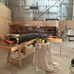 The old cross being restored