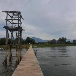 Der Steg des Campingplatzes "Shkodra Lake Resort"