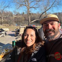Enjoying the sunshine at Outstate brewery