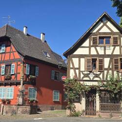 The village was very pretty and colourrful with all the painted half timbered houses