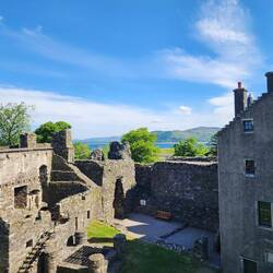 Views from the castle wall out to the loch.
