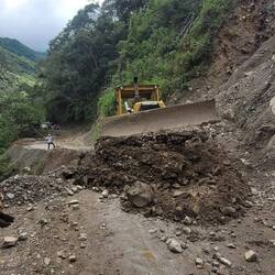 Kleiner Erdrutsch. Keine Ahnung, wie die Raupe da überhaupt hingekommen ist, aber sie hat's gerichte
