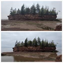 Low vs higher tide at the rock formation