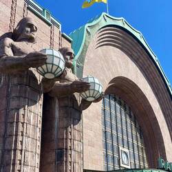 Ukrainian flag flying on the Central Station