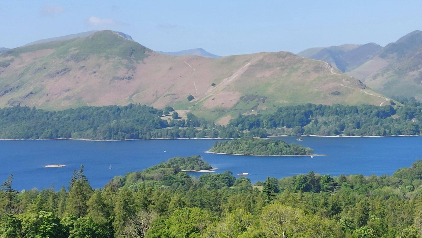 View of Derwentwater and Catbells en route to Rakefoot