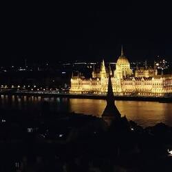 Parliament at night.