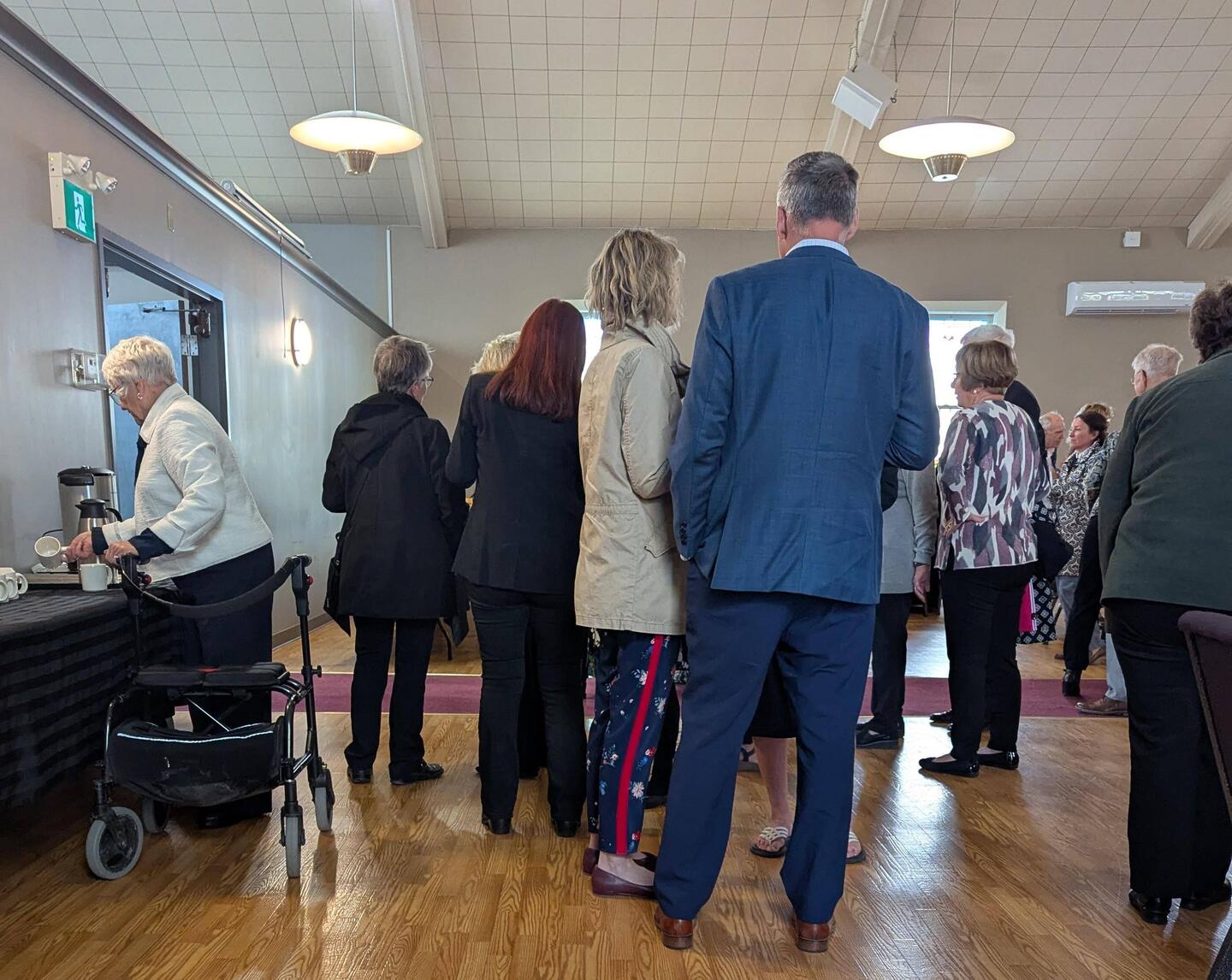 This was after the service was done. There were probably about 130 people there.