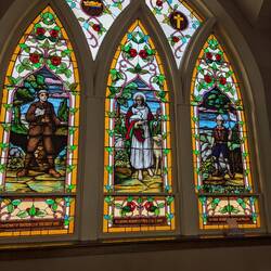 Beautiful stained glass windows at the venue.