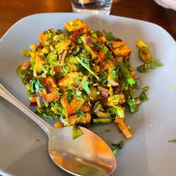 Grilled paneer with chilis and cilantro