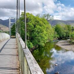 Suspended footbridge over the River Derwent