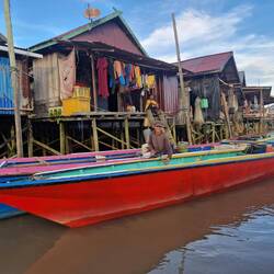 Houses on stilts in the water