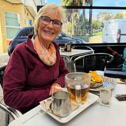 Lee and I having breakfast in lovely Ferrol