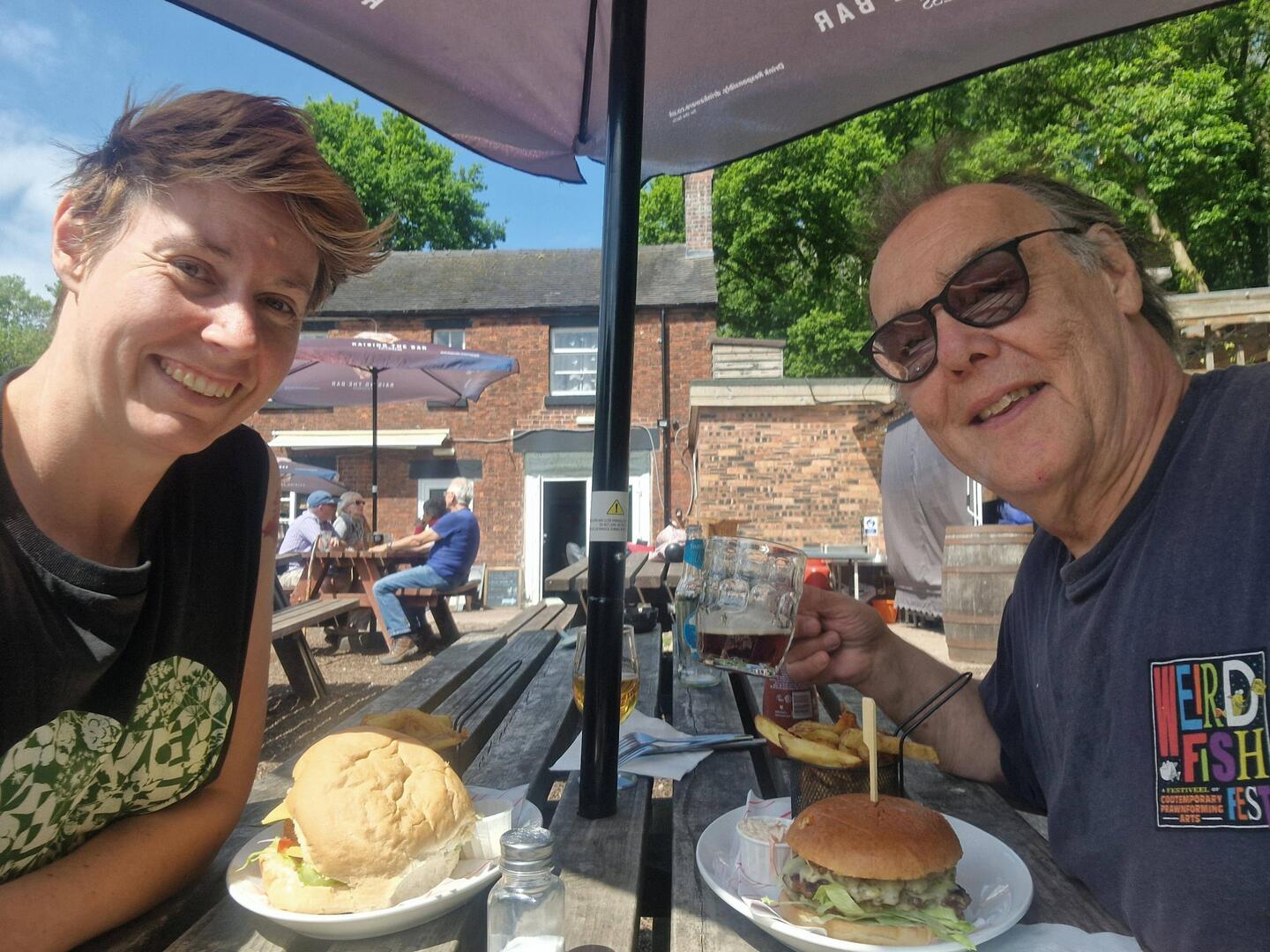 Lunch at the Black Lion. A temporary change in hair colour for Vicky before dying it green