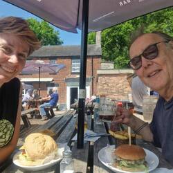 Lunch at the Black Lion. A temporary change in hair colour for Vicky before dying it green