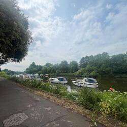 Pleasure craft line the waterway