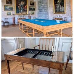 Spielzimmer mit früher üblichem Billardtisch