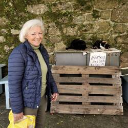 Cat lady Ruth. Takes care of the strays daily.