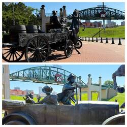Altes trifft neues ...mit historischer Brücke im Hintergrund