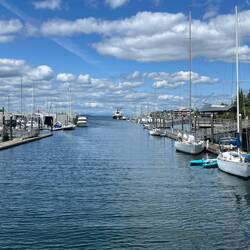 West Bay. I'm next to that last big boat, before the crane ship.