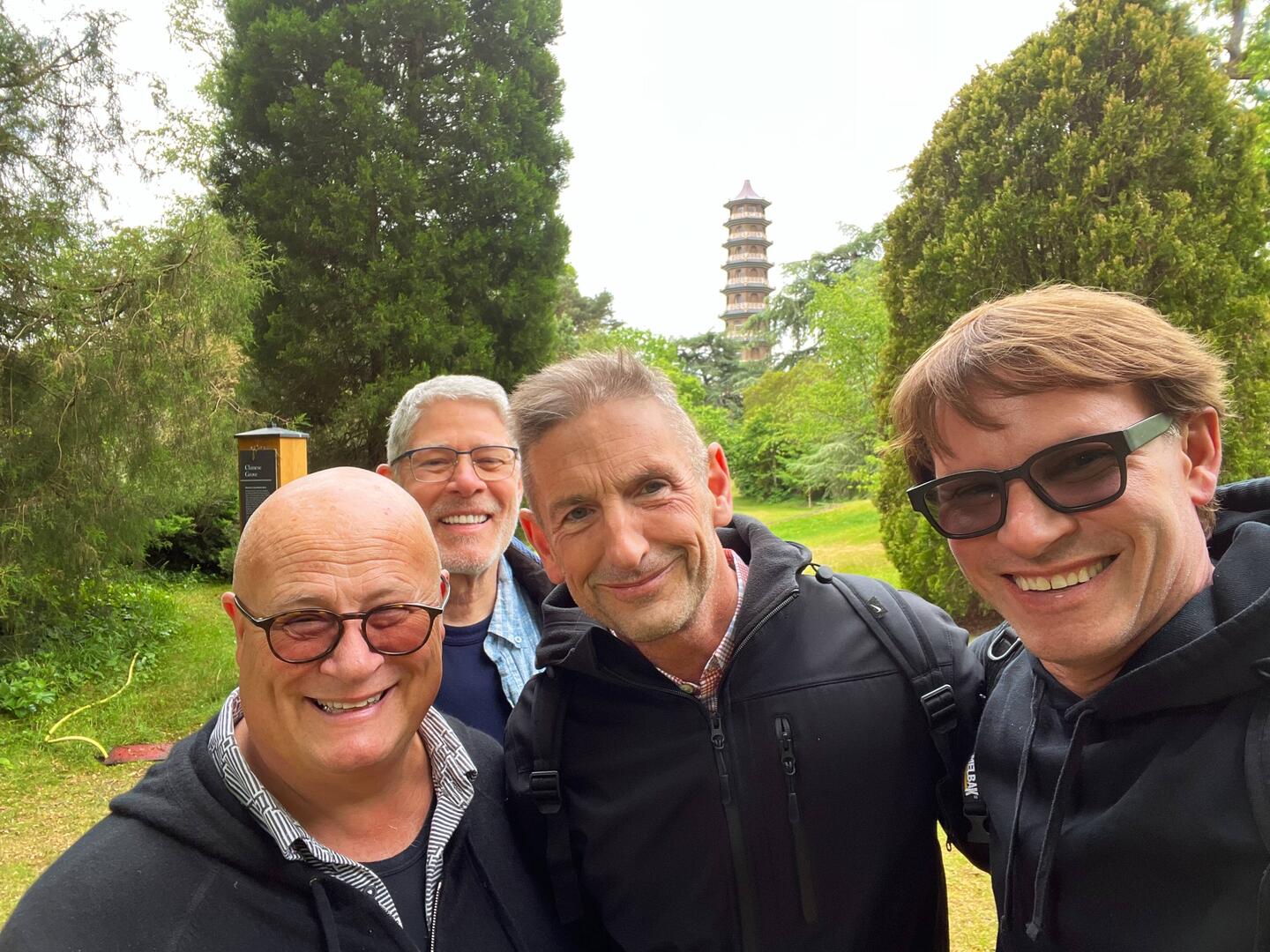 Happy guys at Kew Gardens Great Pagoda