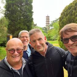 Happy guys at Kew Gardens Great Pagoda