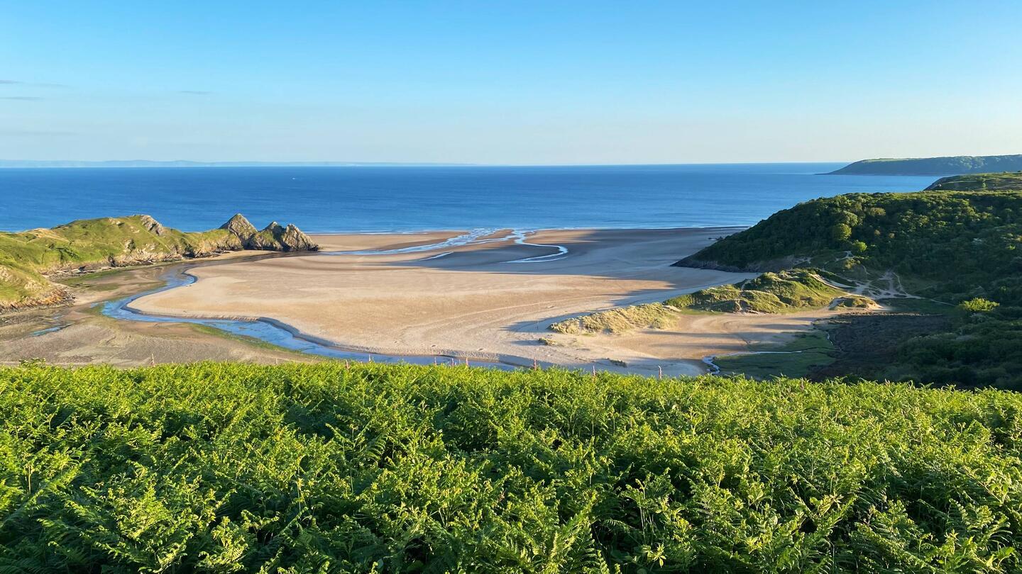 Blick auf Three Cliff Bay