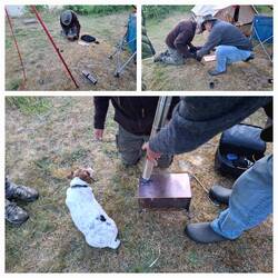 Kurze Demo für alle, bevor der Ofen mit Rohr in Jörg's Tipi aufgebaut wird