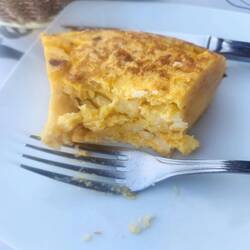 My first tortilla of Spain! An egg and potato breakfast dish. I love this after 3 hours of walking.