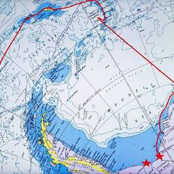 First star is Vahsel Bay ... our hoped for destination (Berkner Island) marked by a second star.