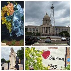 State Capitol mit Erdöl-Bohrung vornedran - um zu zeigen, dass Bodenschätze die Gegend bereichern