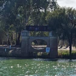 What's left of the original bridge over the Murray River.