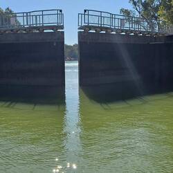 The lock on weir 11. Allows vessels to navigate the 3.5m drop in level.