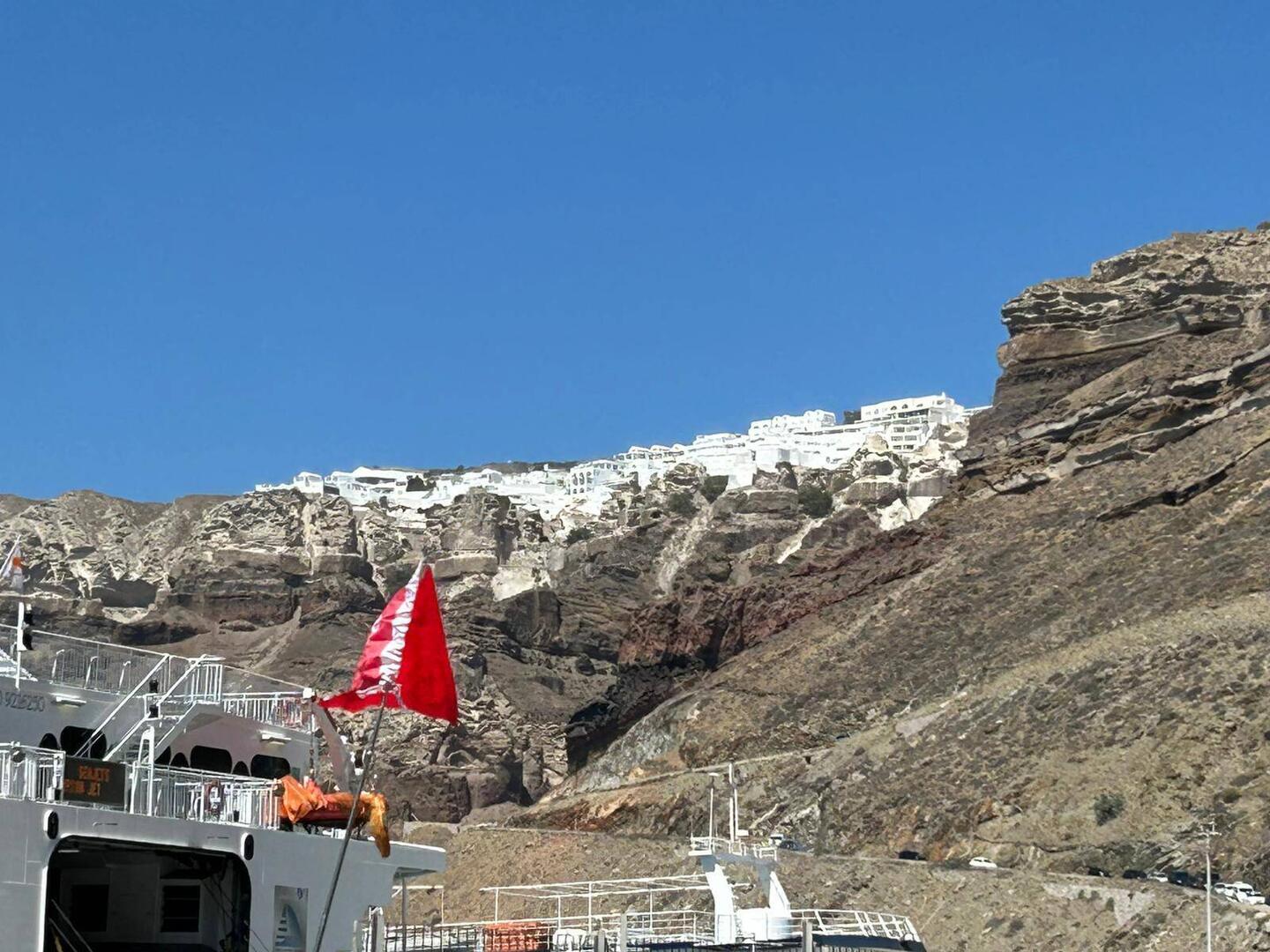 Arriving at Port in Santorini