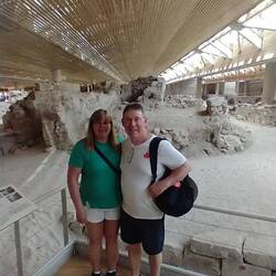 Mike and Jodi at the Akrotiri archaeological site
