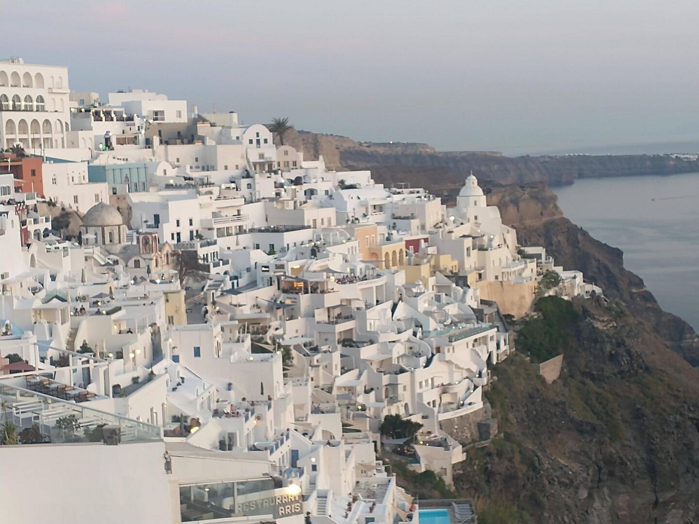 Typical Santorini white homes on the hills