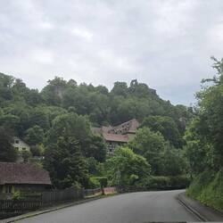 The ruined Château de Ferrette sits high above the town
