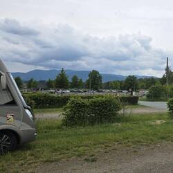 Motorhome parkup near several lakes just below the Vosges mountains