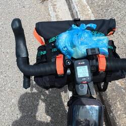 Aus Versehen fotografiert - blaue Tüte mit Hunde-Abwerwaffen