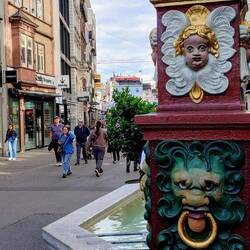 Colourful Swiss fountain