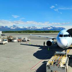 . Ountains in Anchorage airport