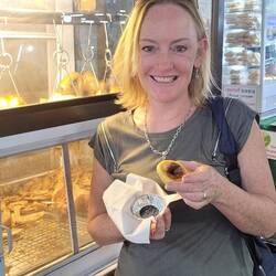 The BEST egg tarts at Sanpakhoi Market. Save time and buy 2 each on the first visit!
