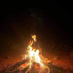 Pitch black here except for the fire!