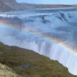 This is Gullfoss (Gold Waterfall). It boasts the largest volume of "water falling" in Europe.