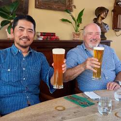 Kampai with Gulls lager beer.