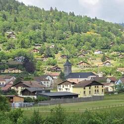 Houses dotted in the mountains