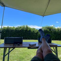 Leider gibt's keinen vernünftigen Platz auf dem Campingplatz für meine Hängematte