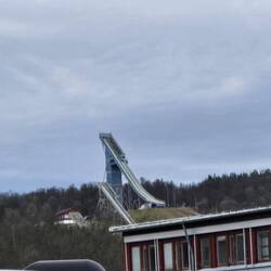 Practice ski jump slalom.