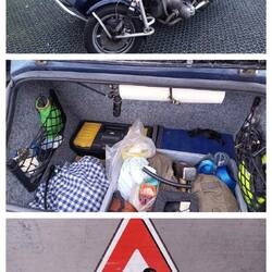 Gestern: ein Gespann wird gepackt... Dank großem Kofferraum ist Platz für allerlei Ausrüstung