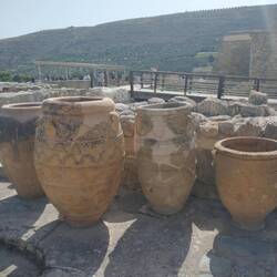 Large clay vessels found in Knossos Palace ruins