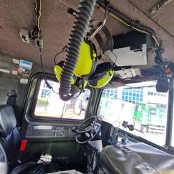 Inside the Hagglund snow vehicle